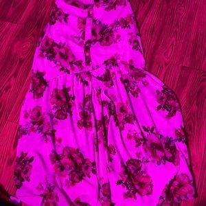 Floral long button skirt